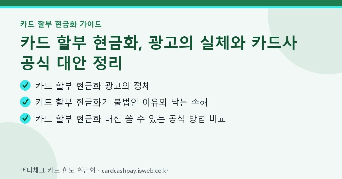 머니체크 카드 한도 현금화 핵심 내용을 정리한 요약 카드