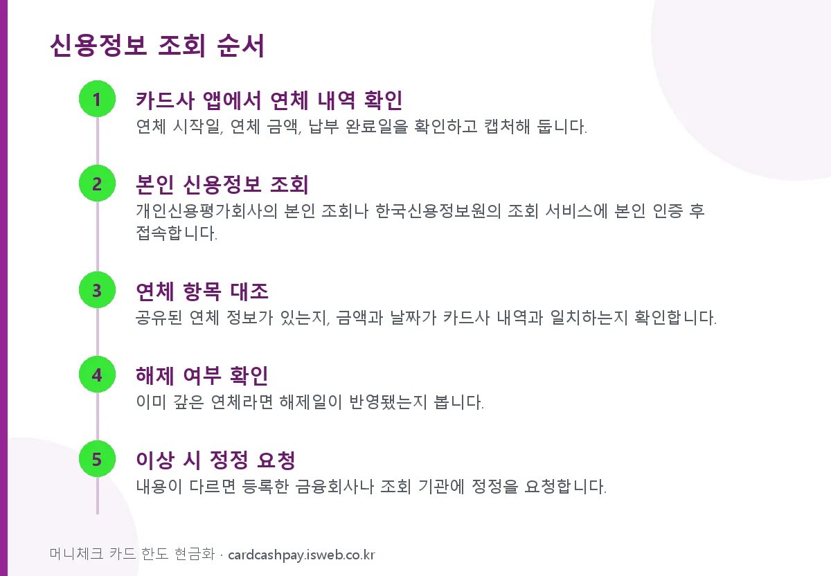 신용카드 연체 기록 조회 신용정보 조회 순서